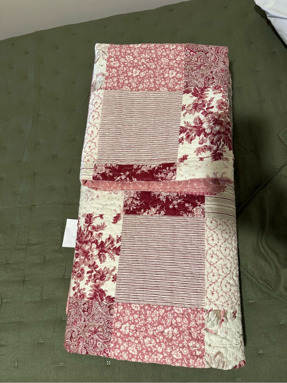 Laura Ashley Pink and Cream Patchwork Quilt